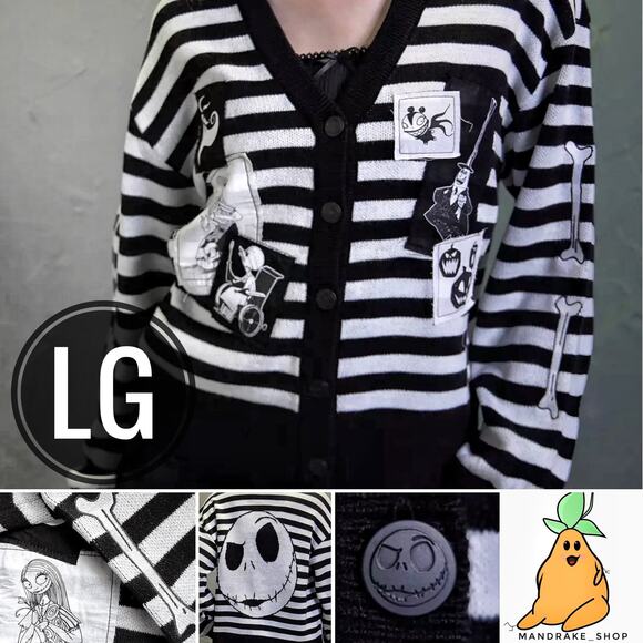 Her Universe Nightmare Before Christmas Patch Stripe Cardigan Zero Jack Sally - Picture 1 of 11